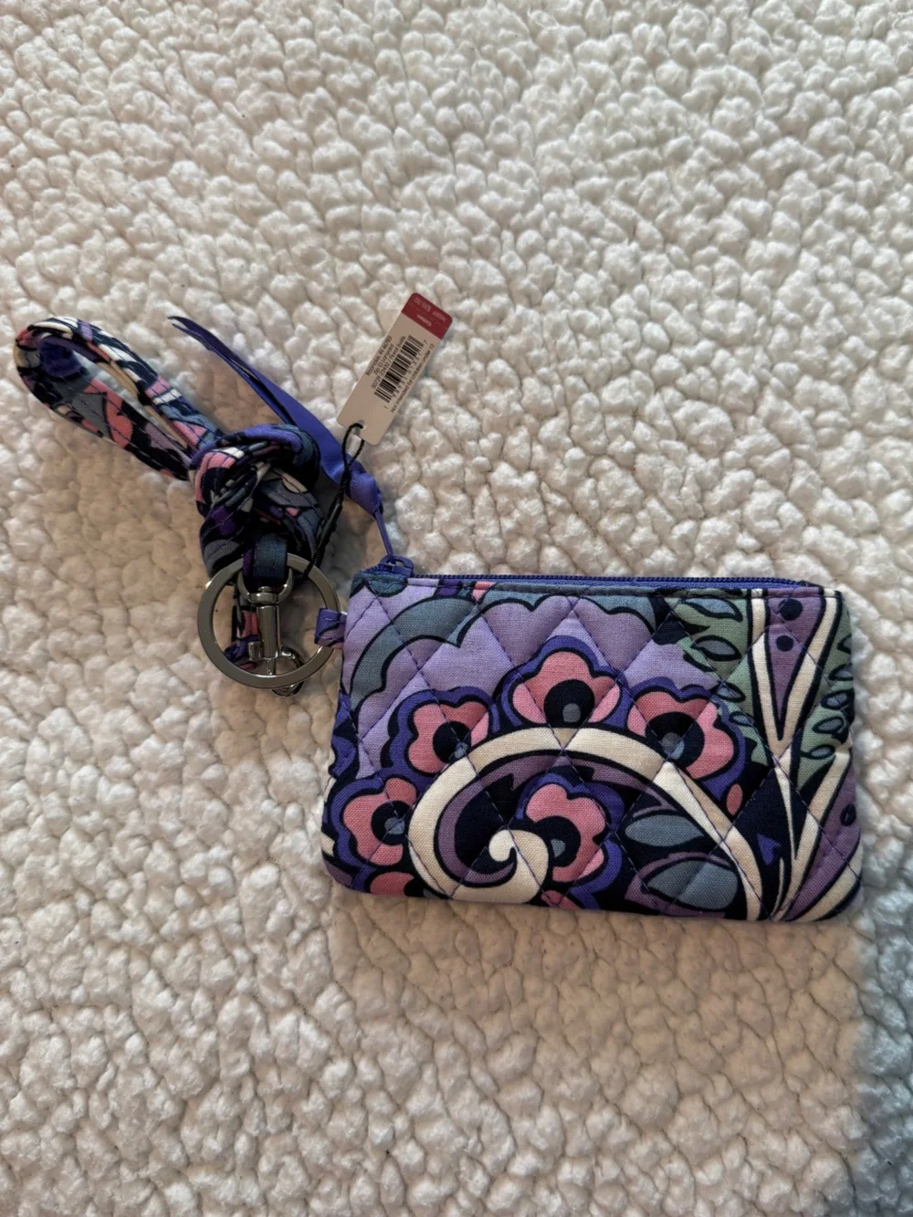 Vera Bradley Quilted Purple Floral ID Holder with Lanyard
